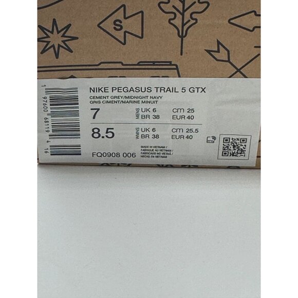 Men's Nike React Pegasus Trail 5 Gore-Tex Cement Grey FQ0908-006 VNDS Sz 7 NEW - Picture 12 of 12